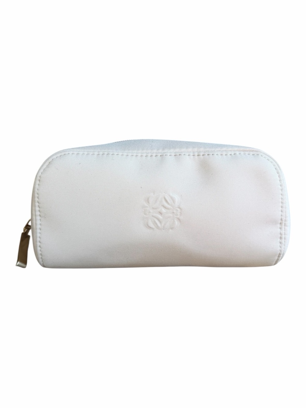 Loewe White Embossed Anagram Leather Pouch